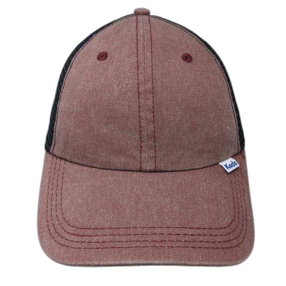 Keds Baseball Cap Red One Size Strapback Mesh Back Adjustable Cotton Blend Hat